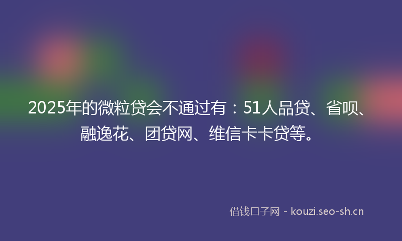 2025年的微粒贷会不通过有:51人品贷、省呗、融逸花、团贷网、维信卡卡贷等。