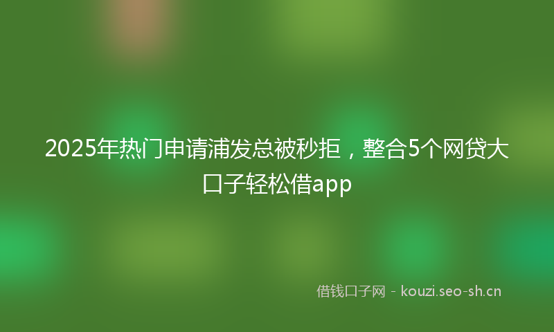 2025年热门申请浦发总被秒拒，整合5个网贷大口子轻松借app