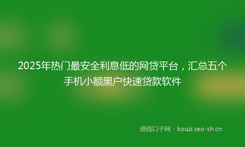 2025年热门最安全利息低的网贷平台,汇总五个手机小额黑户快速贷款软件
