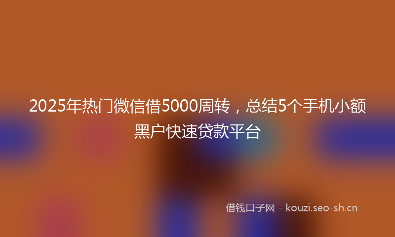 2025年热门微信借5000周转,总结5个手机小额黑户快速贷款平台