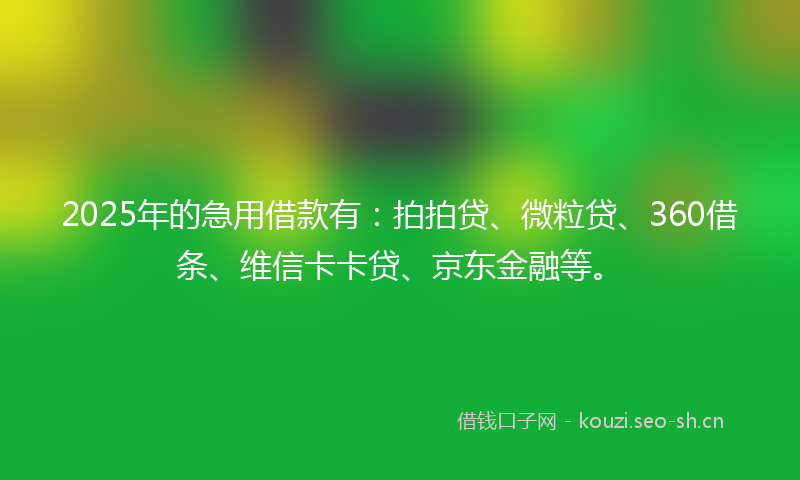 2025年的急用借款有:拍拍贷、微粒贷、360借条、维信卡卡贷、京东金融等。