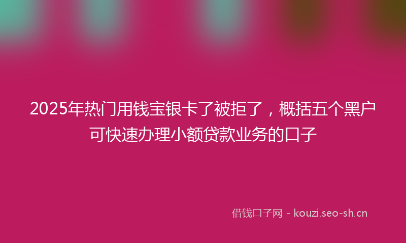 2025年热门用钱宝银卡了被拒了，概括五个黑户可快速办理小额贷款业务的口子