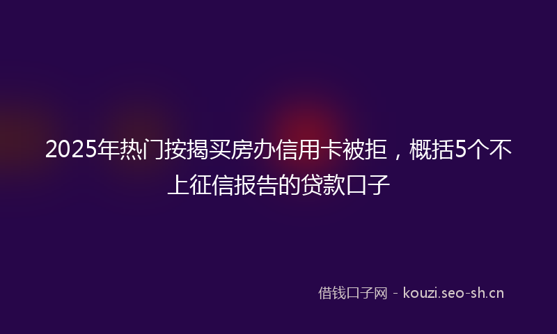 2025年热门按揭买房办信用卡被拒，概括5个不上征信报告的贷款口子