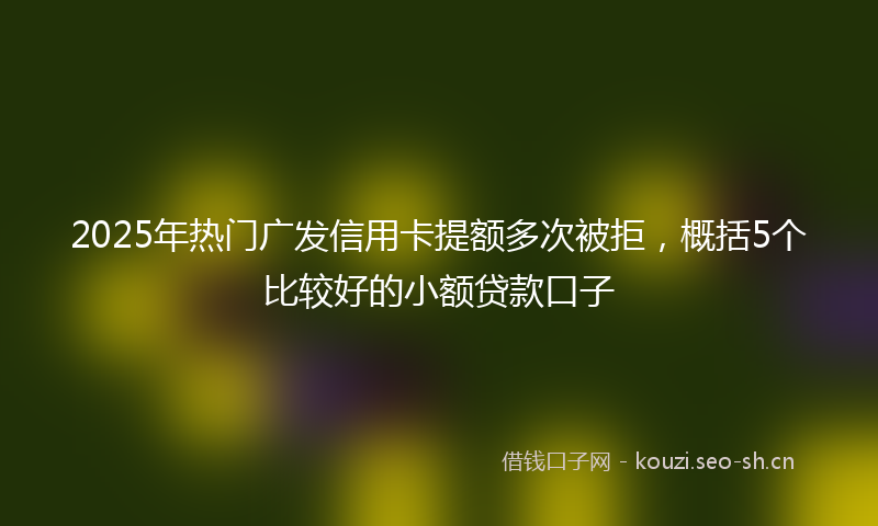 2025年热门广发信用卡提额多次被拒，概括5个比较好的小额贷款口子