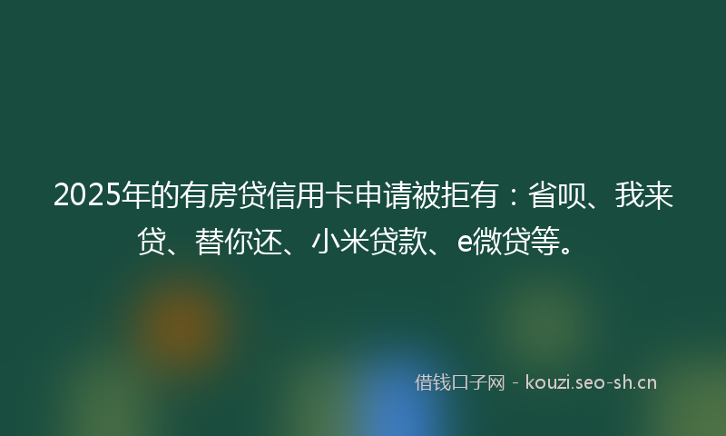 2025年的有房贷信用卡申请被拒有：省呗、我来贷、替你还、小米贷款、e微贷等。