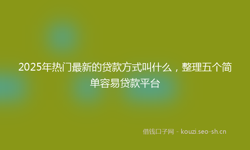 2025年热门最新的贷款方式叫什么，整理五个简单容易贷款平台