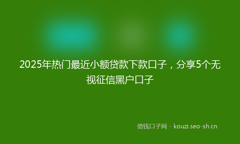 2025年热门最近小额贷款下款口子，分享5个无视征信黑户口子