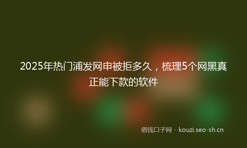 2025年热门浦发网申被拒多久，梳理5个网黑真正能下款的软件