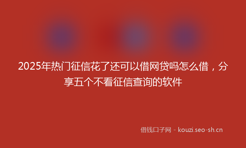2025年热门征信花了还可以借网贷吗怎么借，分享五个不看征信查询的软件