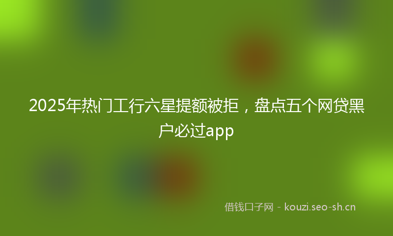 2025年热门工行六星提额被拒,盘点五个网贷黑户必过app