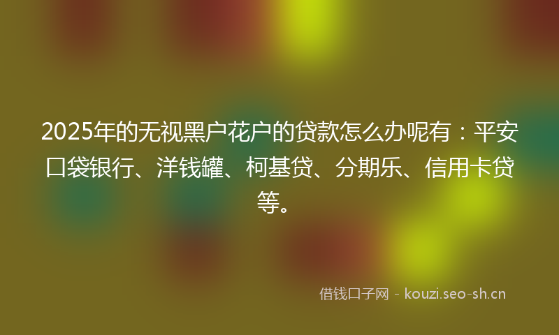 2025年的无视黑户花户的贷款怎么办呢有：平安口袋银行、洋钱罐、柯基贷、分期乐、信用卡贷等。