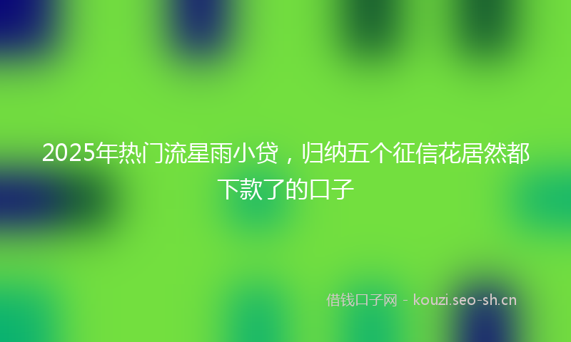 2025年热门流星雨小贷，归纳五个征信花居然都下款了的口子