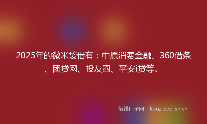 2025年的微米袋借有:中原消费金融、360借条、团贷网、投友圈、平安i贷等。