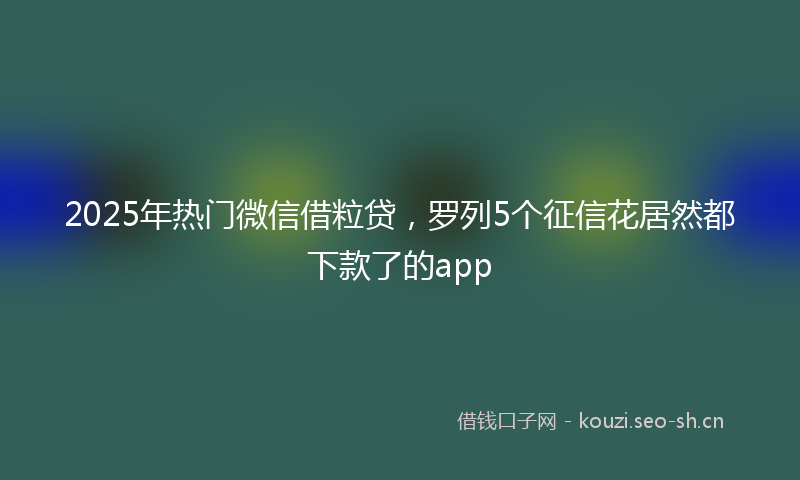 2025年热门微信借粒贷，罗列5个征信花居然都下款了的app