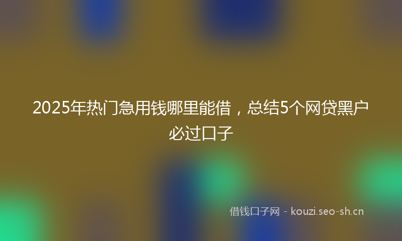 2025年热门急用钱哪里能借，总结5个网贷黑户必过口子
