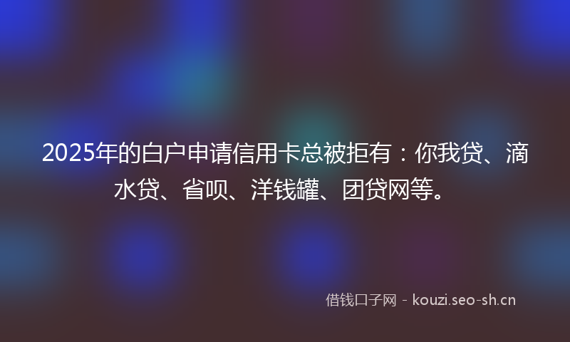 2025年的白户申请信用卡总被拒有：你我贷、滴水贷、省呗、洋钱罐、团贷网等。