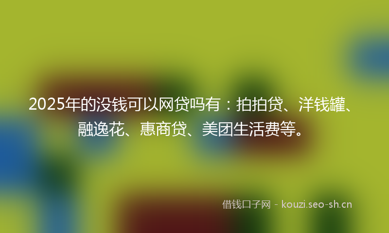 2025年的没钱可以网贷吗有：拍拍贷、洋钱罐、融逸花、惠商贷、美团生活费等。