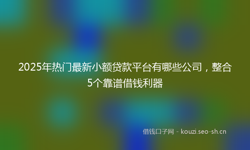 2025年热门最新小额贷款平台有哪些公司，整合5个靠谱借钱利器