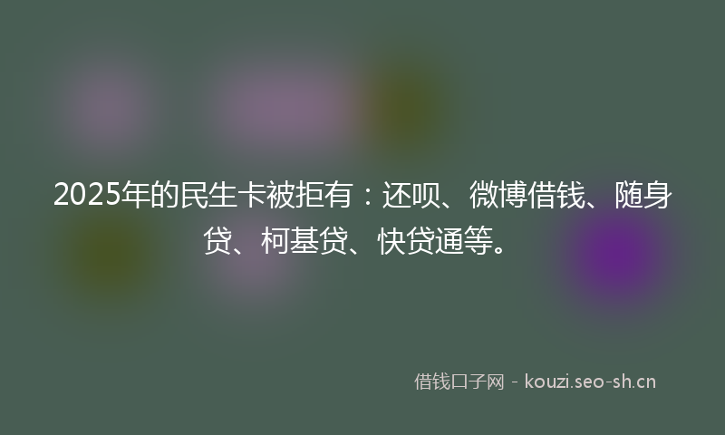 2025年的民生卡被拒有:还呗、微博借钱、随身贷、柯基贷、快贷通等。