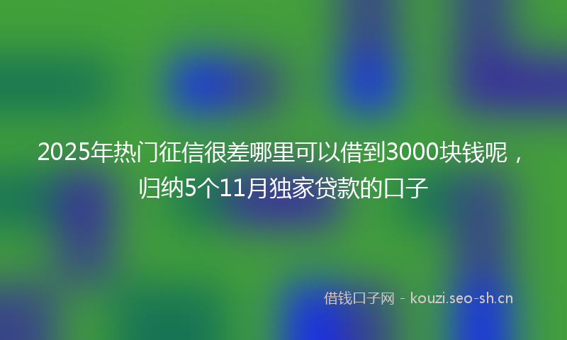 2025年热门征信很差哪里可以借到3000块钱呢，归纳5个11月独家贷款的口子