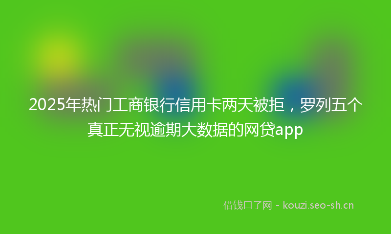 2025年热门工商银行信用卡两天被拒，罗列五个真正无视逾期大数据的网贷app
