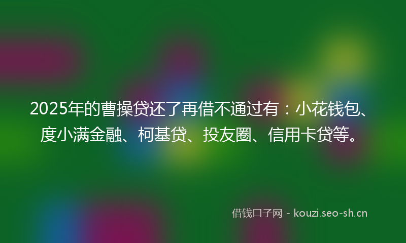 2025年的曹操贷还了再借不通过有：小花钱包、度小满金融、柯基贷、投友圈、信用卡贷等。