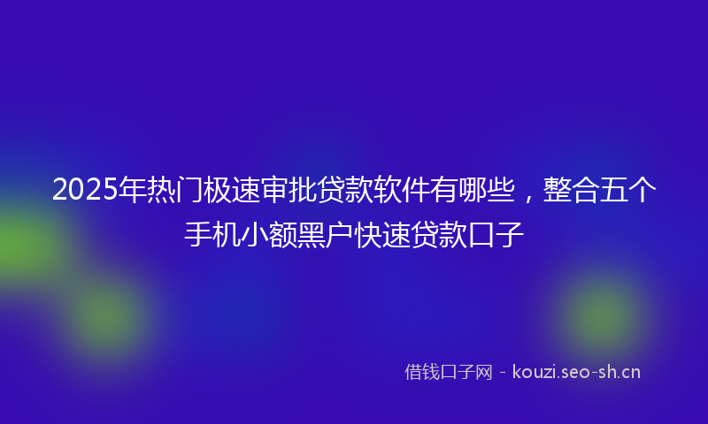 2025年热门极速审批贷款软件有哪些，整合五个手机小额黑户快速贷款口子