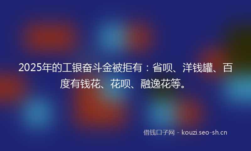 2025年的工银奋斗金被拒有：省呗、洋钱罐、百度有钱花、花呗、融逸花等。