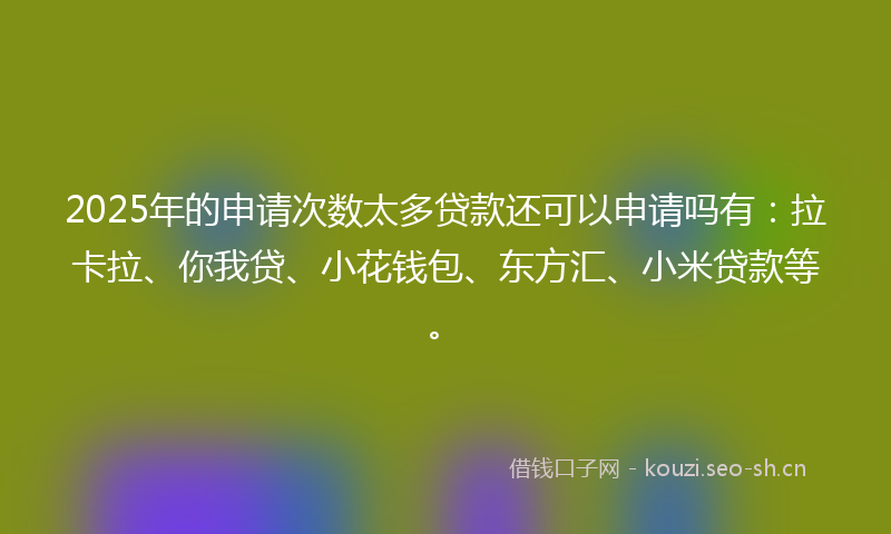 2025年的申请次数太多贷款还可以申请吗有：拉卡拉、你我贷、小花钱包、东方汇、小米贷款等。