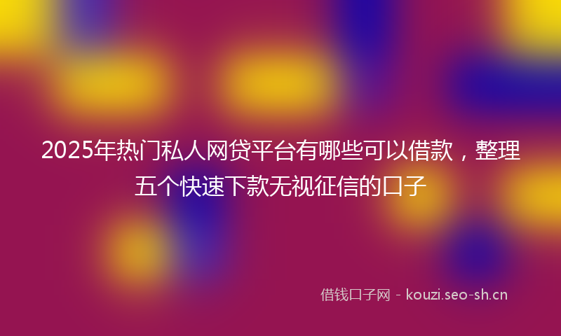 2025年热门私人网贷平台有哪些可以借款，整理五个快速下款无视征信的口子