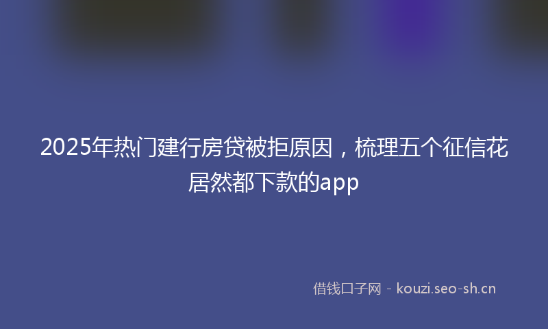 2025年热门建行房贷被拒原因，梳理五个征信花居然都下款的app