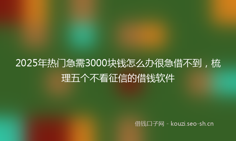 2025年热门急需3000块钱怎么办很急借不到，梳理五个不看征信的借钱软件