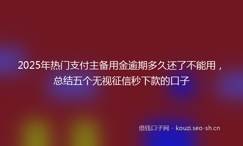 2025年热门支付主备用金逾期多久还了不能用,总结五个无视征信秒下款的口子