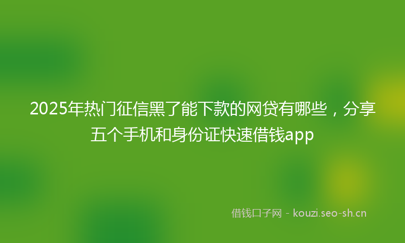 2025年热门征信黑了能下款的网贷有哪些，分享五个手机和身份证快速借钱app