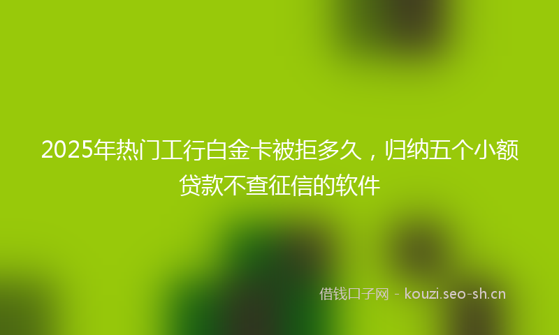 2025年热门工行白金卡被拒多久，归纳五个小额贷款不查征信的软件