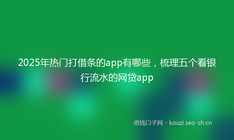 2025年热门打借条的app有哪些，梳理五个看银行流水的网贷app