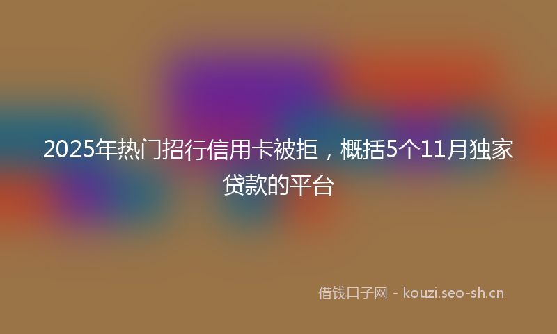 2025年热门招行信用卡被拒，概括5个11月独家贷款的平台
