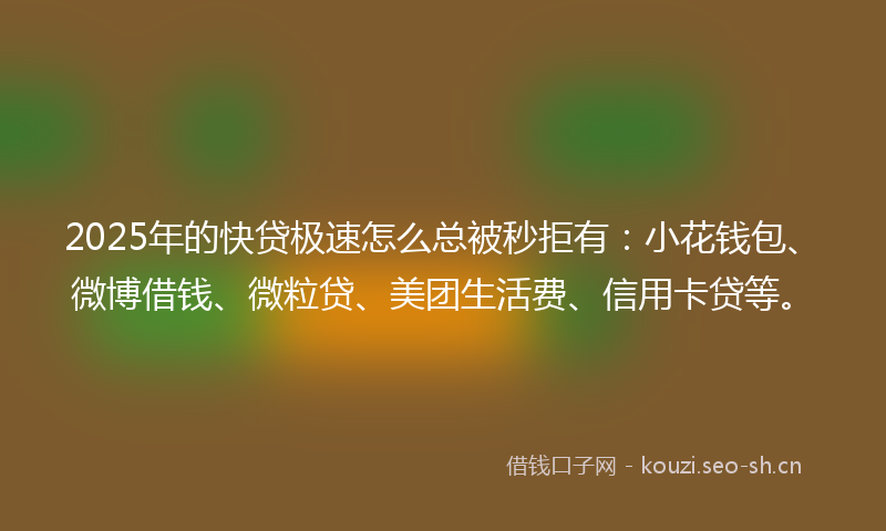 2025年的快贷极速怎么总被秒拒有：小花钱包、微博借钱、微粒贷、美团生活费、信用卡贷等。