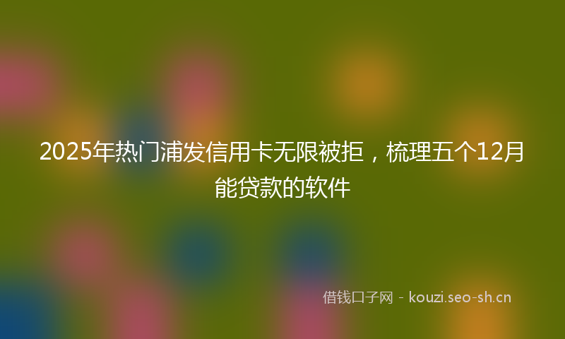 2025年热门浦发信用卡无限被拒，梳理五个12月能贷款的软件