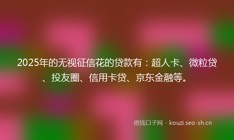 2025年的无视征信花的贷款有:超人卡、微粒贷、投友圈、信用卡贷、京东金融等。