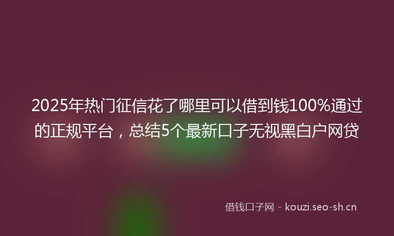 2025年热门征信花了哪里可以借到钱100%通过的正规平台，总结5个最新口子无视黑白户网贷