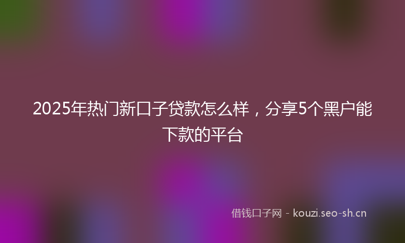 2025年热门新口子贷款怎么样，分享5个黑户能下款的平台