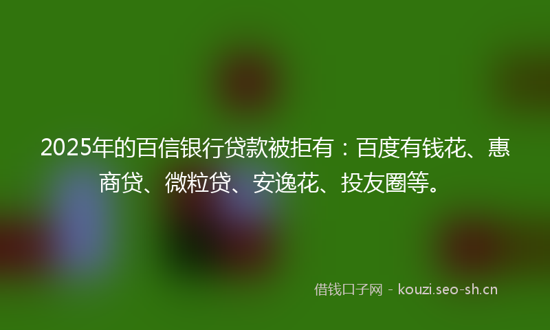 2025年的百信银行贷款被拒有：百度有钱花、惠商贷、微粒贷、安逸花、投友圈等。