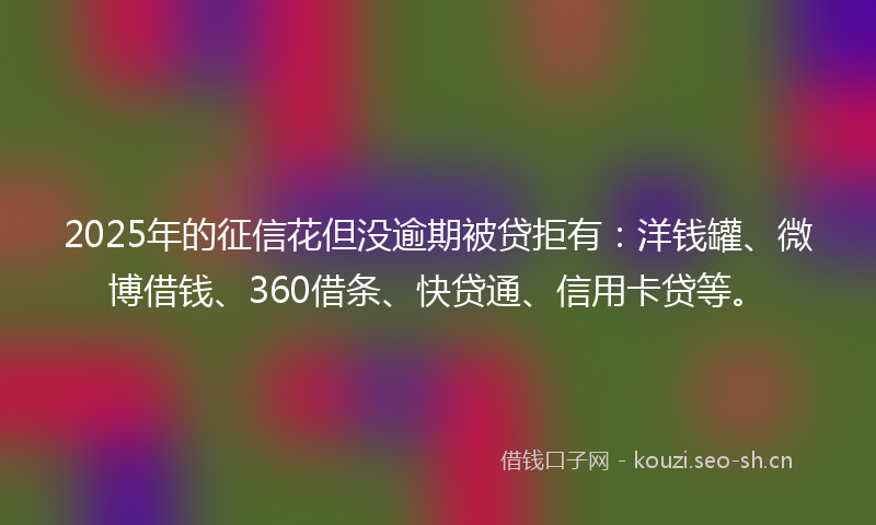 2025年的征信花但没逾期被贷拒有：洋钱罐、微博借钱、360借条、快贷通、信用卡贷等。
