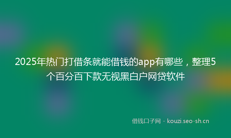 2025年热门打借条就能借钱的app有哪些，整理5个百分百下款无视黑白户网贷软件