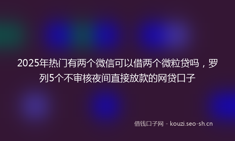 2025年热门有两个微信可以借两个微粒贷吗，罗列5个不审核夜间直接放款的网贷口子