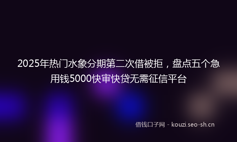 2025年热门水象分期第二次借被拒，盘点五个急用钱5000快审快贷无需征信平台
