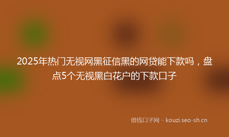 2025年热门无视网黑征信黑的网贷能下款吗，盘点5个无视黑白花户的下款口子
