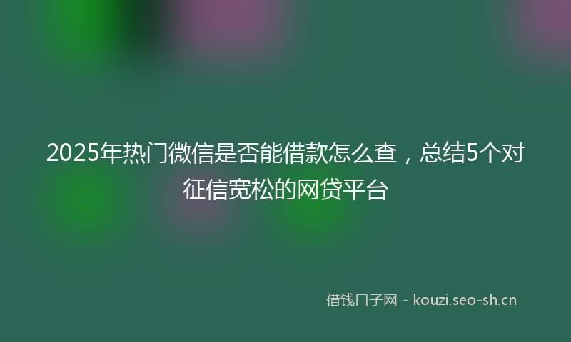 2025年热门微信是否能借款怎么查,总结5个对征信宽松的网贷平台