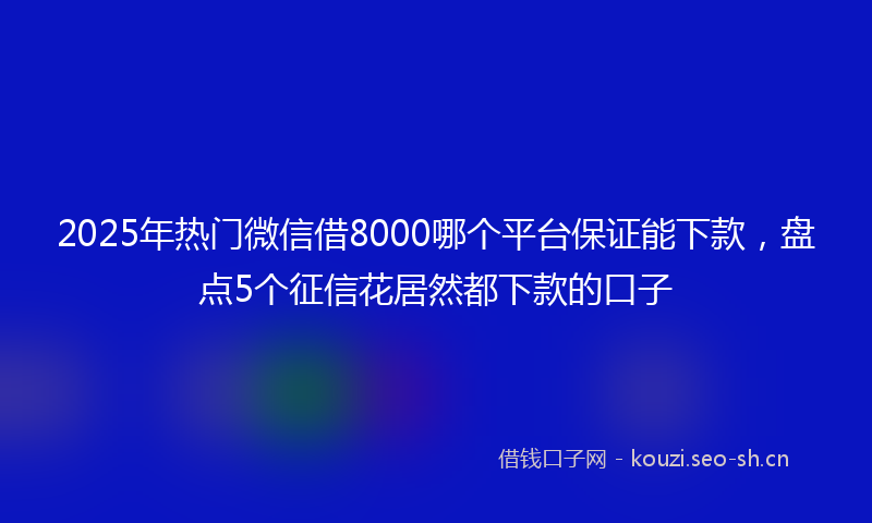 2025年热门微信借8000哪个平台保证能下款，盘点5个征信花居然都下款的口子